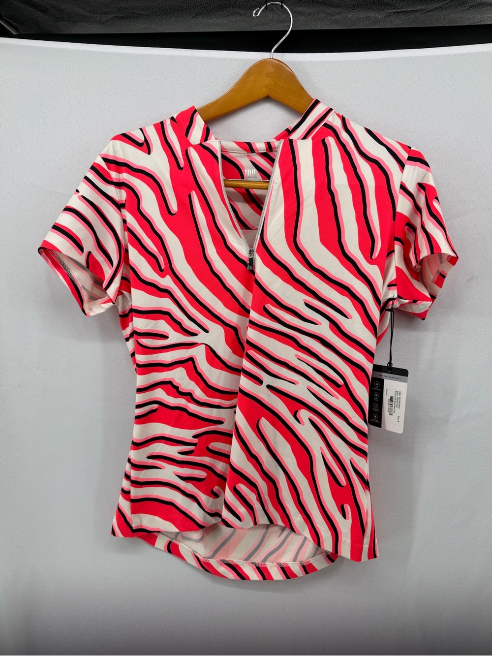 Tail Women's Pink Zebra-Print Short Sleeve Top